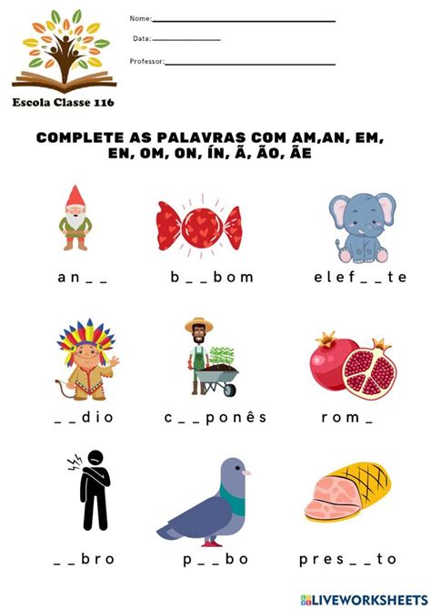 Uso Do M N E Til Nasaliza O Worksheet