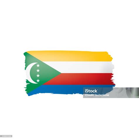 Vetores De Bandeira De Comores Ilustração Vetorial Sobre Um Fundo Branco E Mais Imagens De