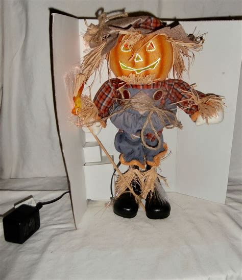 VINTAGE FIBER OPTIC PUMPKIN HEAD SCARECROW IN BOX EX CONDITION 16 EBay