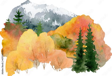 Watercolor Landscape Clipart Mountain Forest Digital Frames Clip