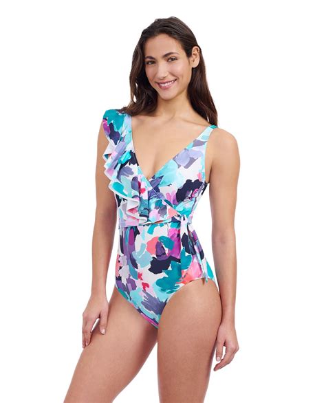 Profile By Gottex Holi V Neck Surplice Ruffle One Piece Swimsuit One