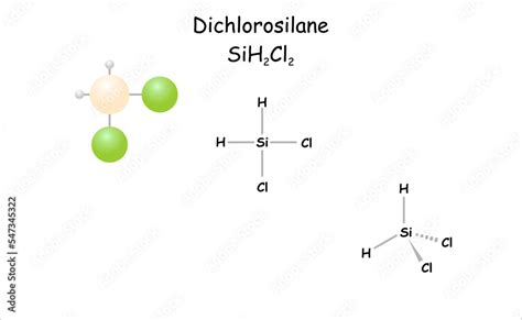 Stylized Molecule Model Structural Formula Of Dichlorosilane Stock