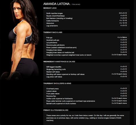 Amanda Latona S Routine Saturday And Sunday Are Rest Days Workout Splits Bikini Workout