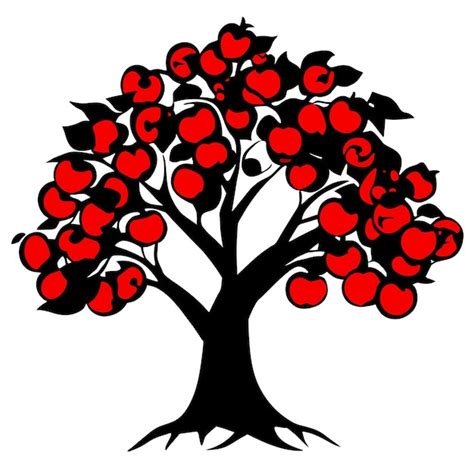 Premium Vector Apple Tree With Ripe Fruits Vector Illustration