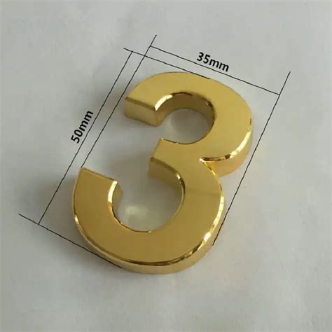 70mm Modern Gold Color Plaque House Door Number English Letters Hotel