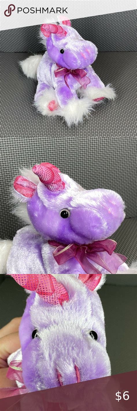 Dan Dee Plush Unicorn Purple Pink Sparkles Stuffed Animal Horse Super