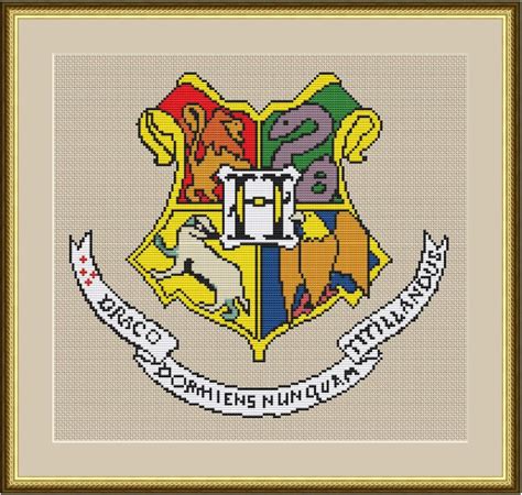 Hogwarts Cross Stitch Harry Potter Hogwarts Crest Cross Etsy