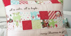 Christmas Patchwork Pillow With Christmas Wishes Quilting Cubby