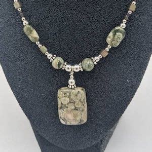 Sterling Silver Rhyolite Necklace Rain Forest Jasper Choker Necklace