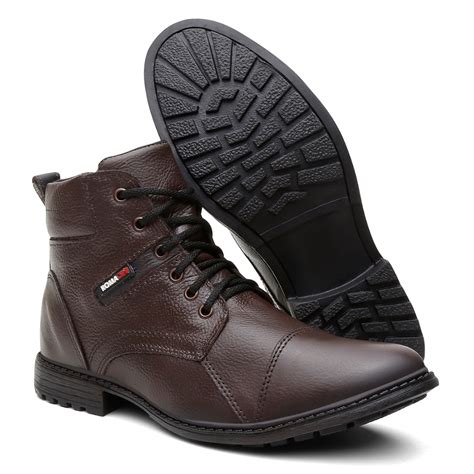 Bota Coturno Masculina De Couro Zíper Lateral Lançamento Shopee