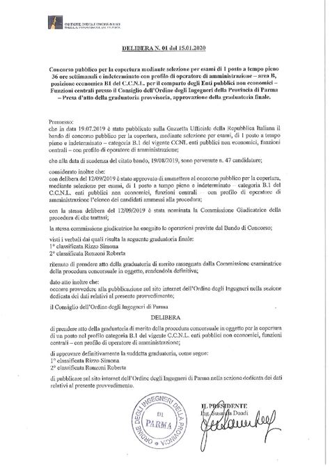 Delibera Ordine Ingegneri Della Provincia Di Parma