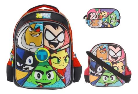 Kit De Mochila Lonchera Y Lapicera Teen Titans Kinder Vs Env O Gratis