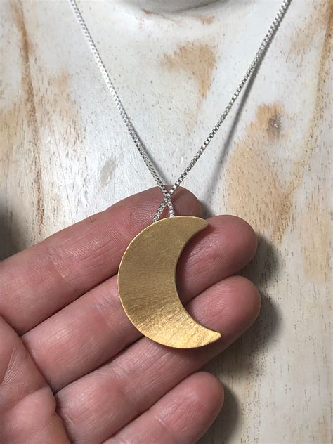 Crescent Moon Stevie Nicks Style Moon Necklace In Sterling Silver With