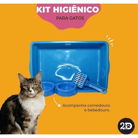 Kit Bandeja Higienica Gato Pet Comedouro Pa D Produto Novo