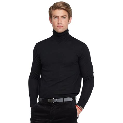 Polo Ralph Lauren Lightweight Wool Turtleneck In Black For Men Polo