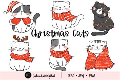 Christmas Cats Clipart Graphic By Catandme · Creative Fabrica