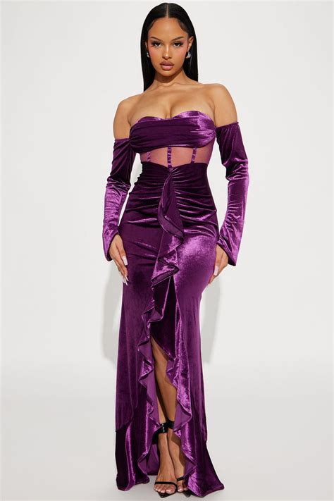 Gracie Velvet Maxi Dress Purple Fashion Nova Dresses Fashion Nova