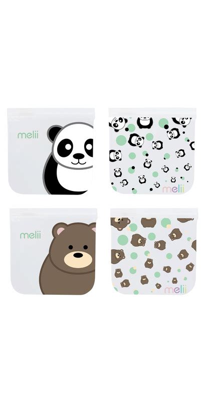 Buy Melii Reusable Snack Bags With Zip Closure Panda And Bear At Well