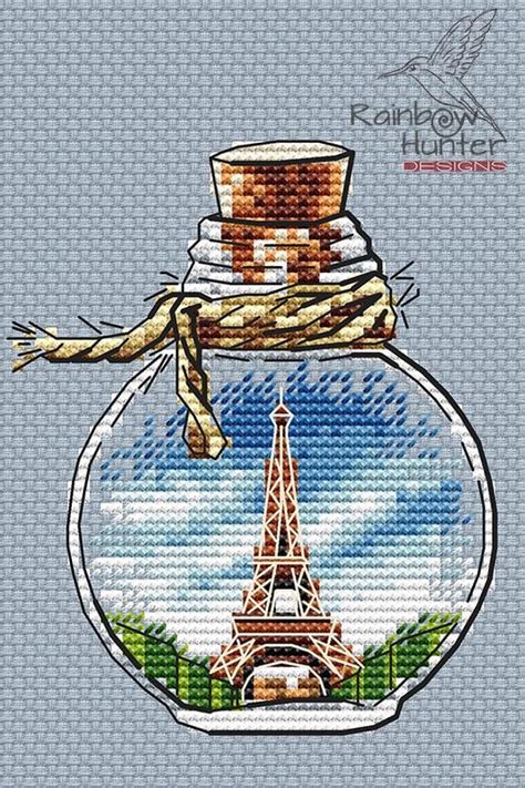 Eiffel Tower Cross Stitch Pattern Bottle Cross Stitch Paris Cross