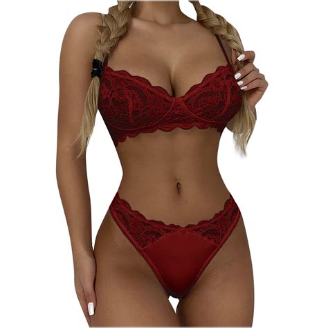 Hfyihgf Women S Sexy Soft Floral Lace Lingerie Set See Through