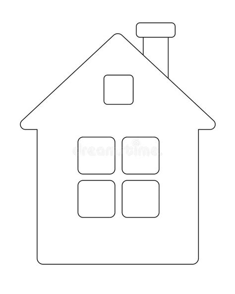 Imagen Lineal Vectorial De Casa Para Colorear Pequeña Casa Con Ventanas Y Elementos De Color De