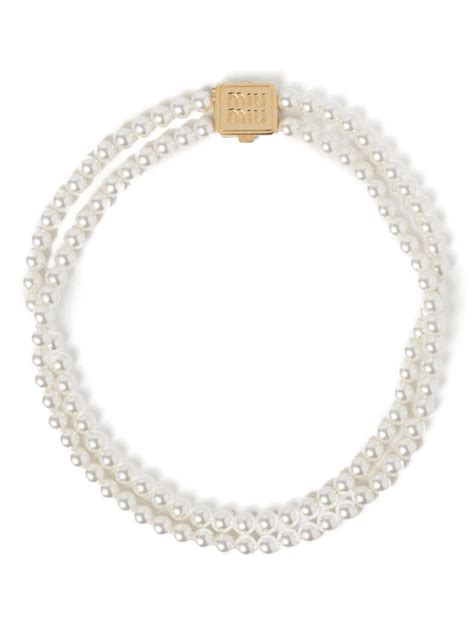 Miu Miu Double Strand Faux Pearl Choker Farfetch