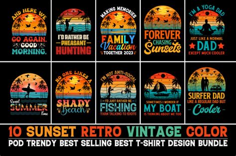 Sunset T Shirt Design Bundle Buy T Shirt Designs