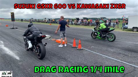 Suzuki Gsxr 600 Vs Kawasaki Zx6r Motorcycles Drag Racing 14 Mile 🏍🚦