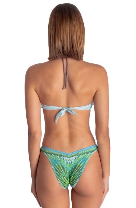 Bikini Fascia Imbottita Con Borchie Stampa Wings Taglia S Color Verde