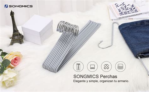 Songmics Set De 20 Perchas De Metal Perchas Multifuncionales Con