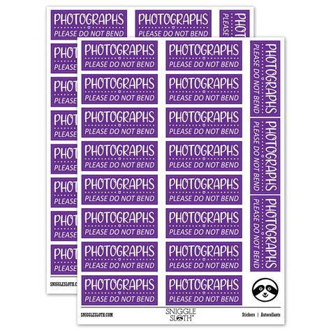 Photographs Please Do Not Bend Dots And Heart Detail Sticker Set Purple