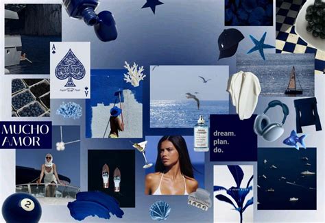 Navy Blue Collage Moodboard 2024 Vision Board 2024 Navy Aesthetic