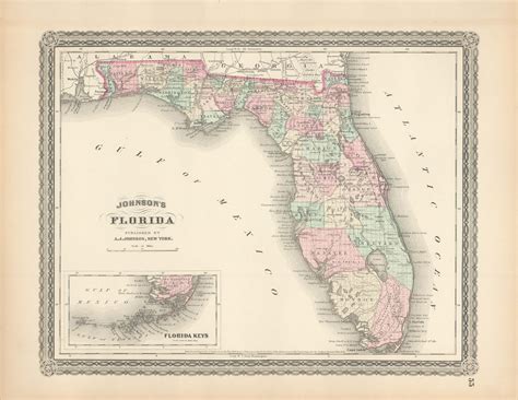 Johnson's 1880 Map of Florida - Art Source International