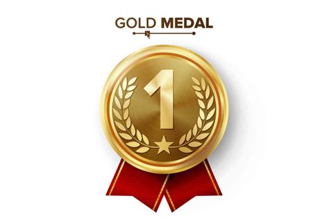 Gold 1st Place Medal Vector. Metal Realistic Badge With First Placement ...