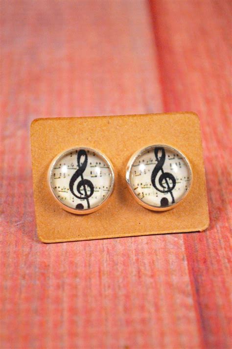 Treble Clef Studs Sheet Music Earrings Sheet Music Jewelry Etsy