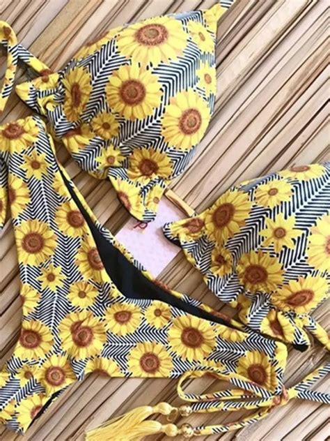 Maillot De Bain Br Silien Sexy Pour Femmes Bikini Bandage Col Licou Push Up Ensemble Deux