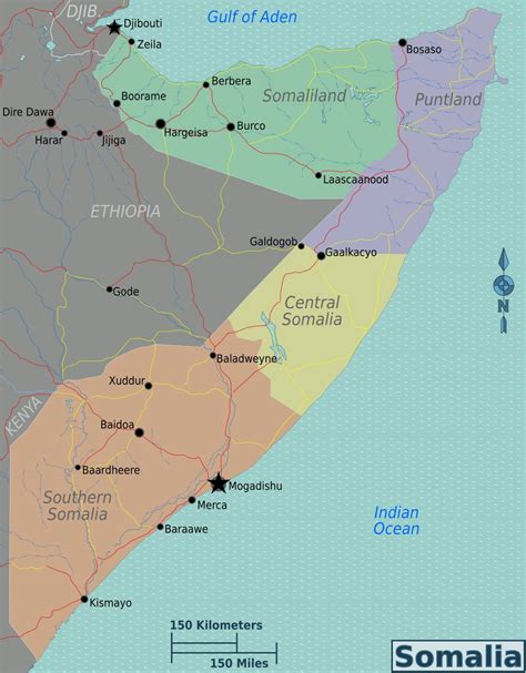 Large regions map of Somalia | Somalia | Africa | Mapsland | Maps of ...