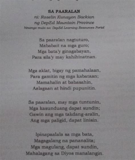 Paano Inilarawan Ng Tula Ang Paaralan Oayun Din Ba Ang Paglalarawan