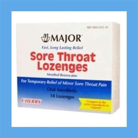 Major Sore Throat Lozenge Sore Throat Lozenges 18ct 15mg/4mg Cherry ...