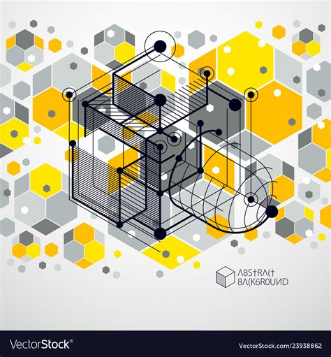 Lines and shapes abstract isometric 3d yellow Vector Image