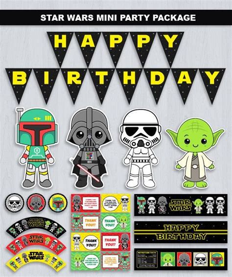 star wars party package includes stickers, decorations and paper ...