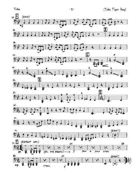 Tuba Tiger Rag Tuba By Luther Henderson Tuba Digital Sheet Music