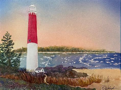 Print Of Watercolor Painting Of The Barnegat Lighthouse Etsy