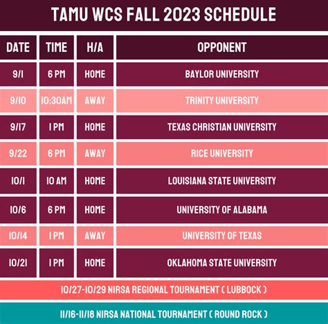 Schedule TEXAS A M UNIVERSITY WOMEN S CLUB SOCCER