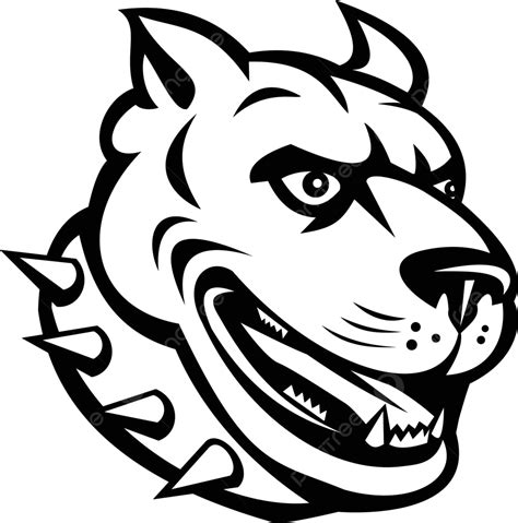 Black And White Side Mascot Of American Pit Bull Terriers Head Vector