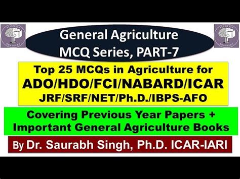 Top 25 General Agriculture MCQs Part 7 For ADO HDO ICAR JRF SRF NET