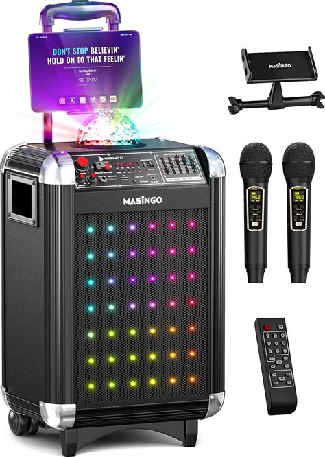 MASINGO Karaoke Machine for Adults and Kids with 2 Bluetooth Wireless ...