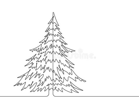 Pine Tree Continuous Line Vector Graphic Stock Vector Illustration Of