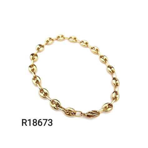 Bracelet Maille Grain De Café Or Jaune 18 K