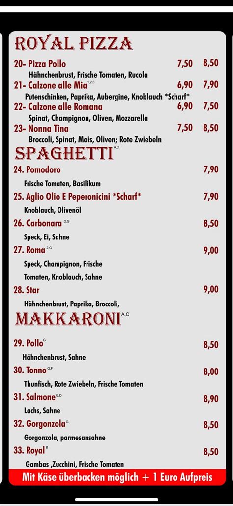 Speisekarte Von Pizzeria La Familia Erkelenz